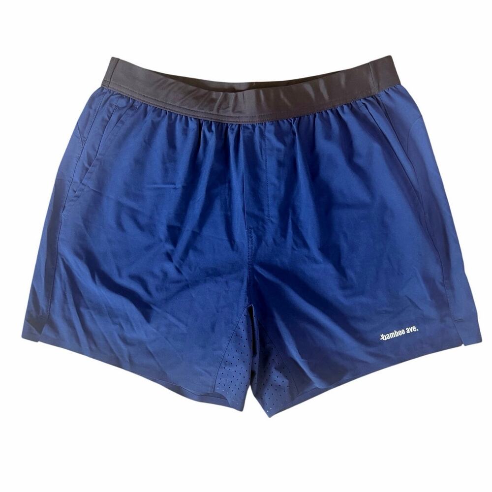 Bamboo Ave Shorts Mens XL Navy Blue Lined Athletic Gym Training Performance
